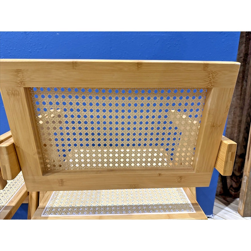 Set of 2 EUC Rattan Dining Armchairs Bamboo Frame Mid Century Design - Picture 9 of 13